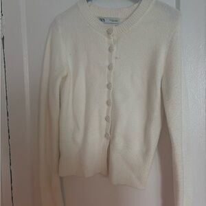 Zara Cream Button-Up Cardigan
